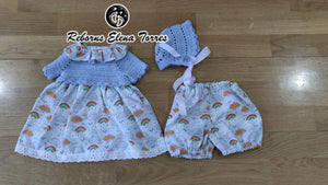 Conjunto 3 piezas Celeste Arco-Iris