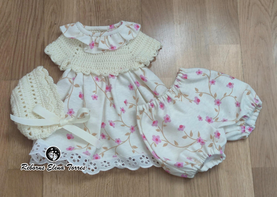 Conjunto 3 piezas Beige-Flores