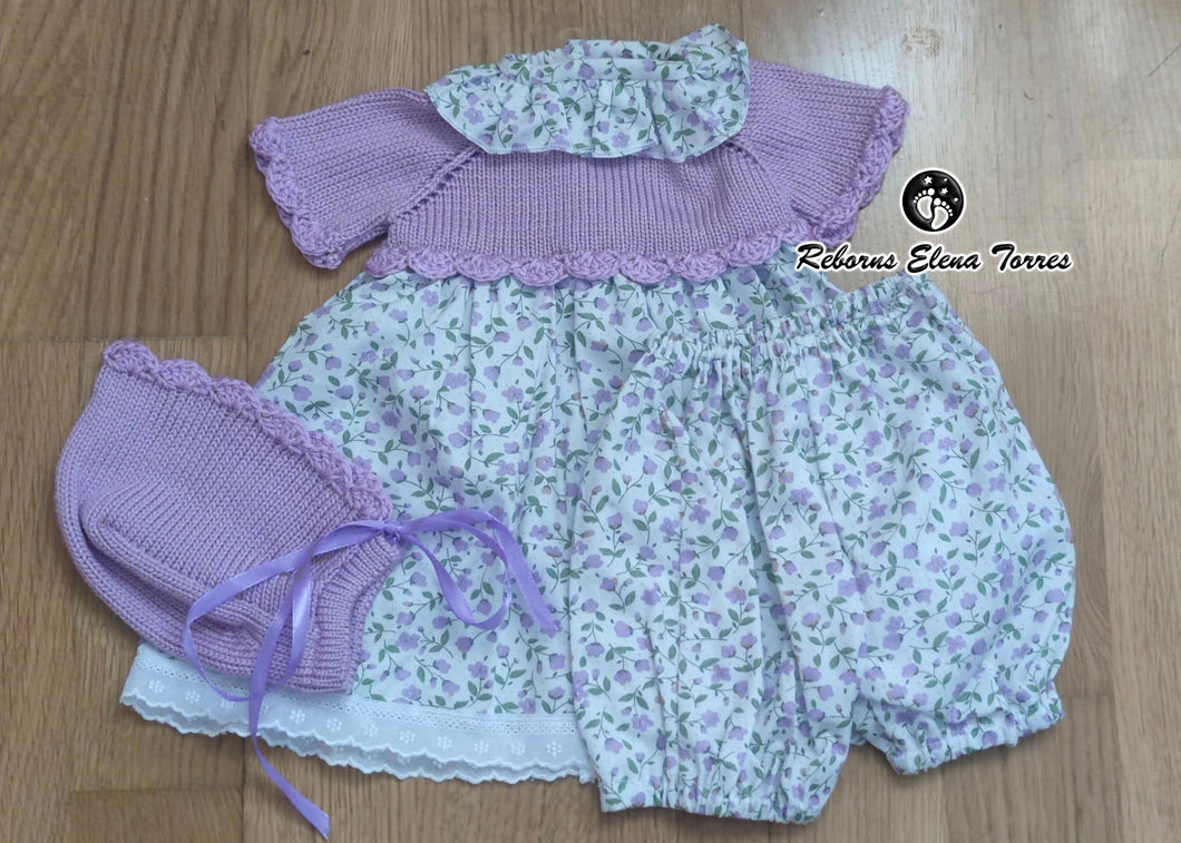 Conjunto 3 piezas Lila-Flores