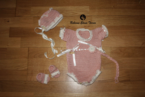 Conjunto 4 piezas rosa palo