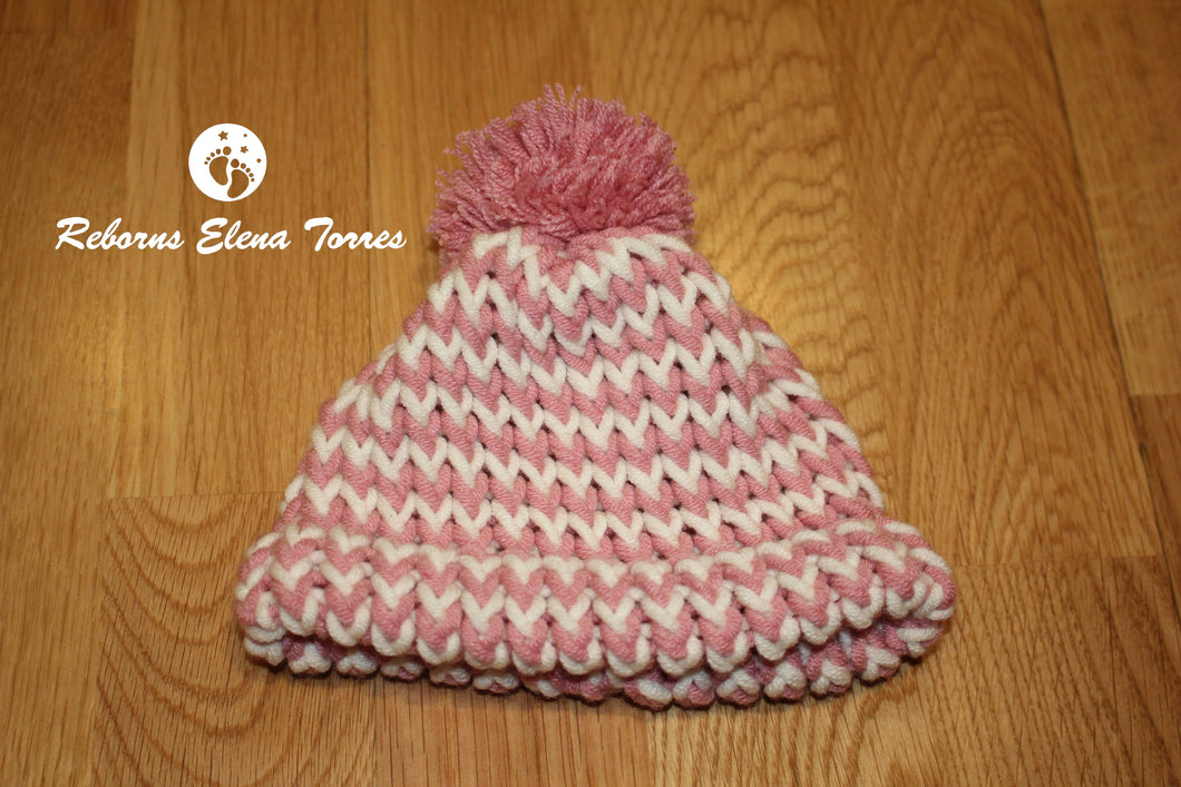 Gorrito de invierno Rosa-Beige