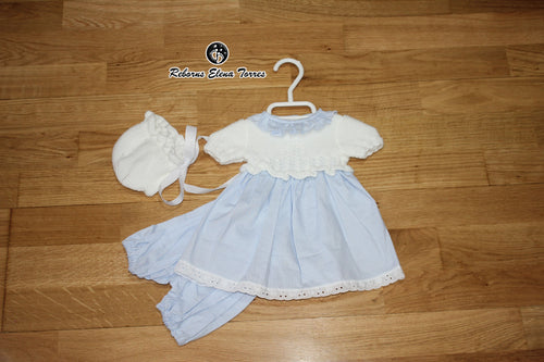 Conjunto niña Celeste-Rayas