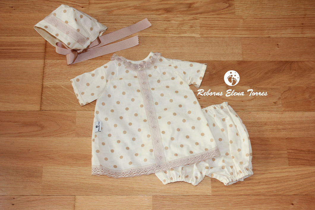 Conjunto niña Lunares-Beige