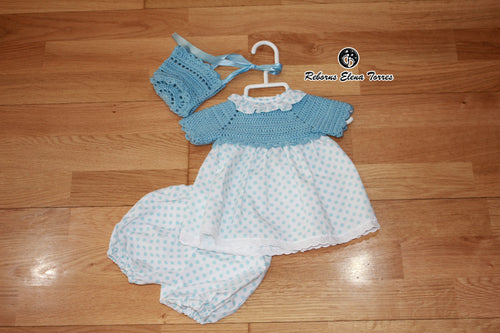 Conjunto niña Celeste-Lunares