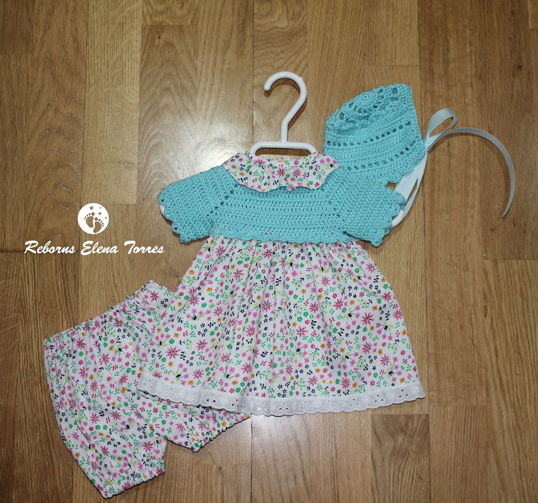 Conjunto niña Verde agua-Flores
