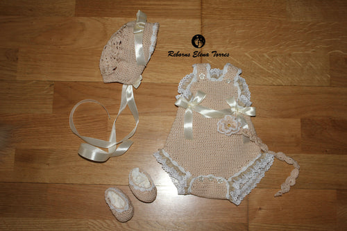 Conjunto 4 piezas Beige-Blanco