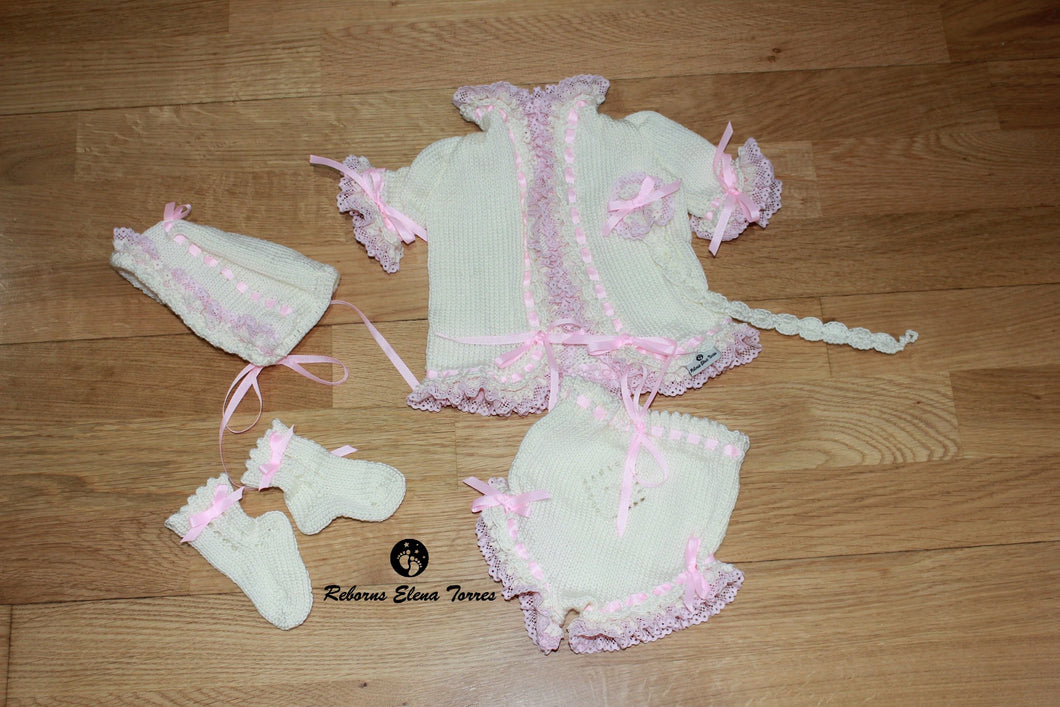 Conjunto 5 piezas Beige-Rosa