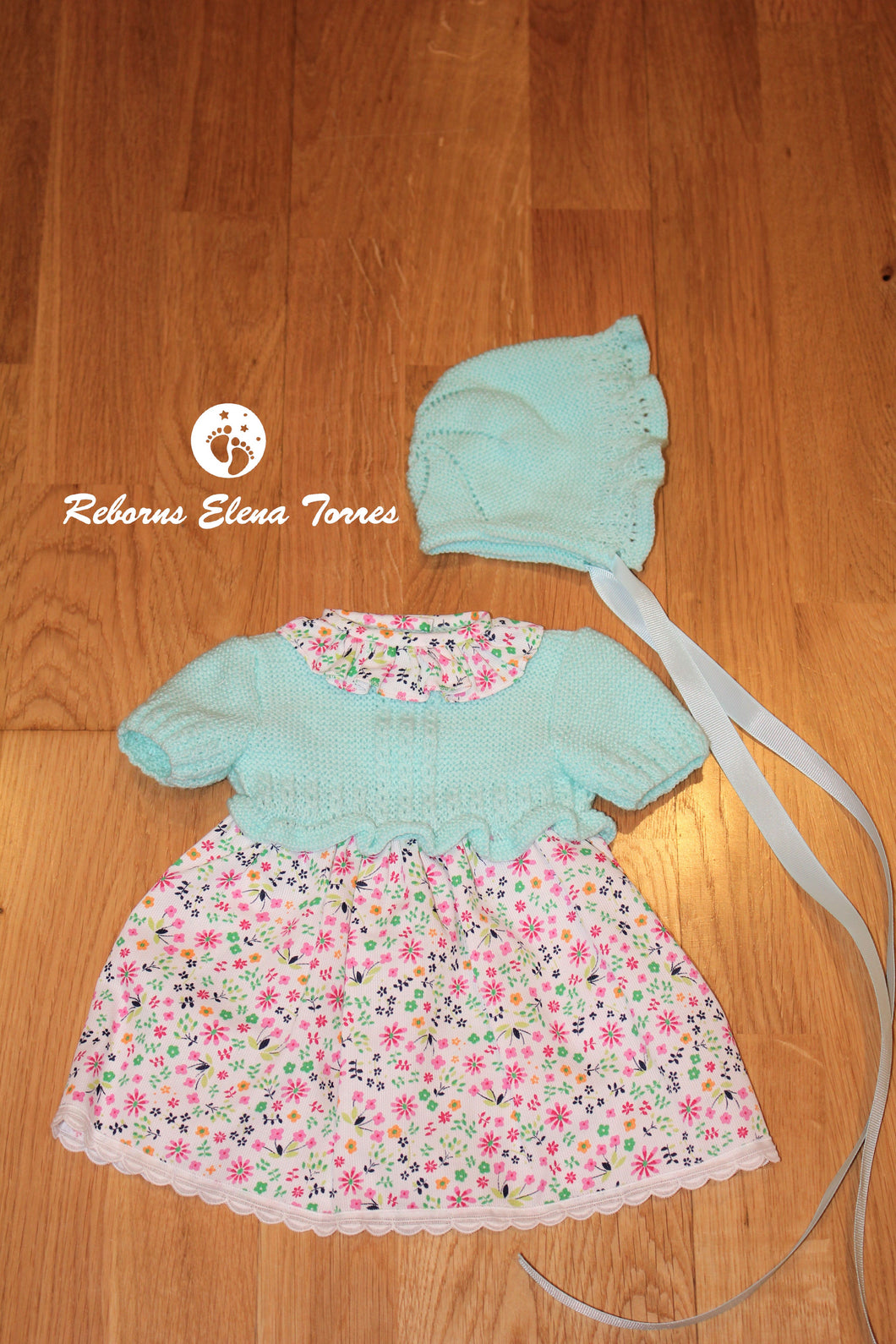 Conjunto niña Verde agua-Flores