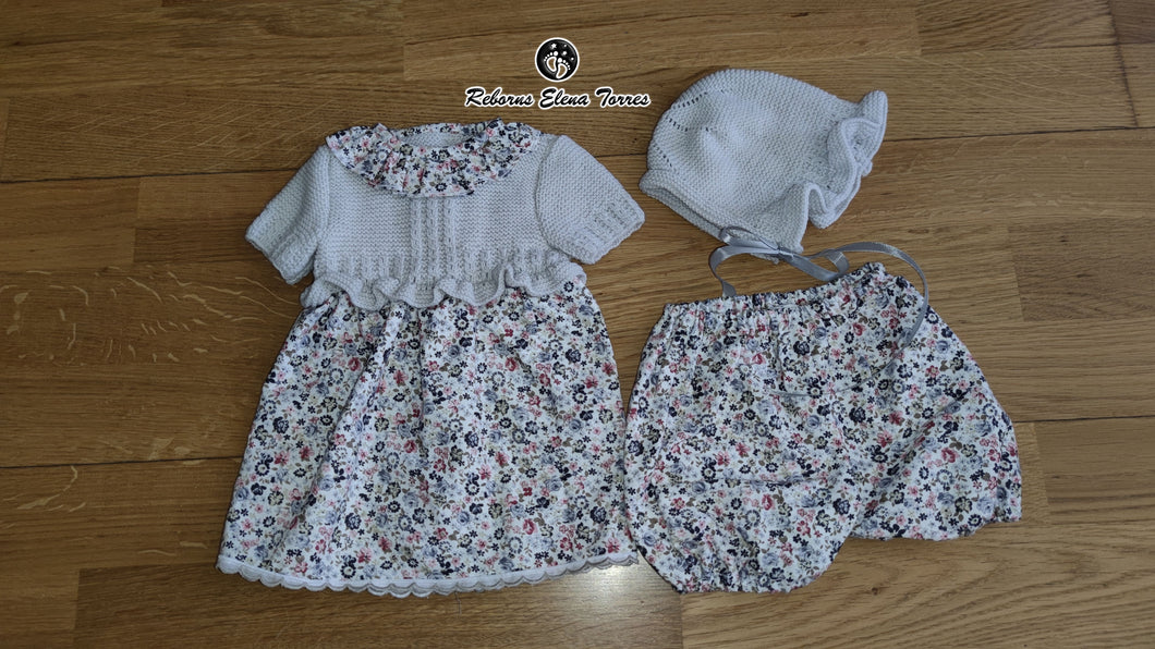 Conjunto 3 piezas Gris-Flores