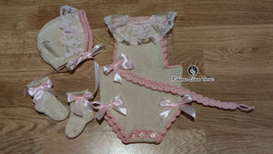 Conjunto 6 piezas Beige-Rosa