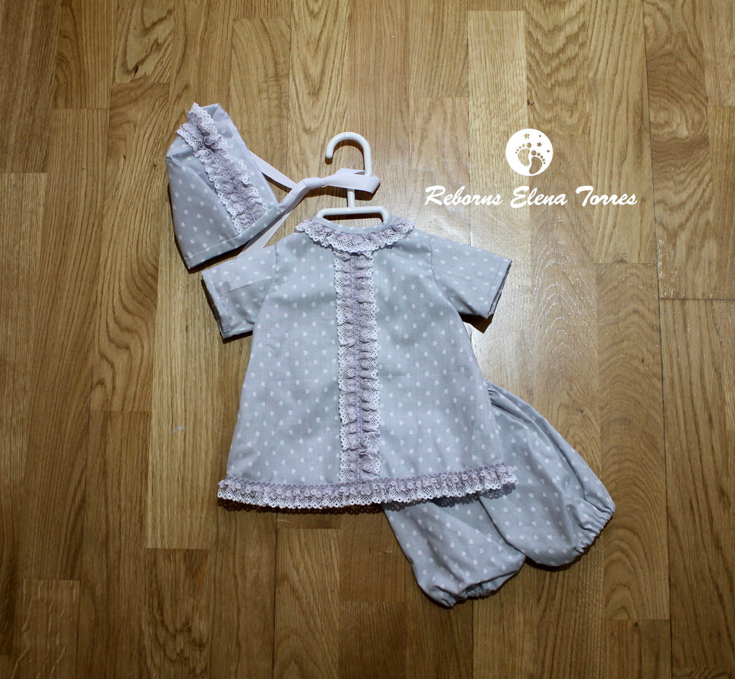 Conjunto niña Gris-Corazones