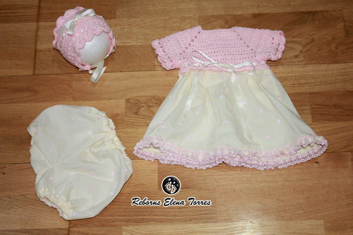Conjunto 3 piezas niña Beige-Rosa