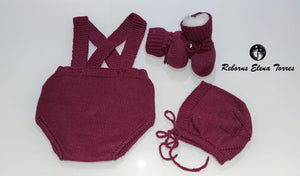 Conjunto bebe 3 piezas Berenjena