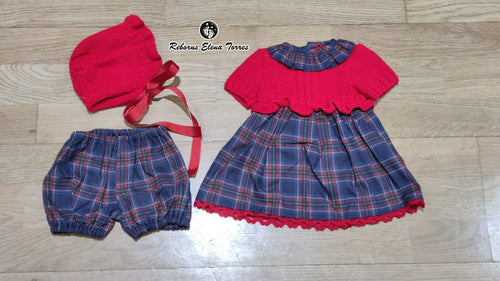 Conjunto 3 piezas Rojo-cuadros